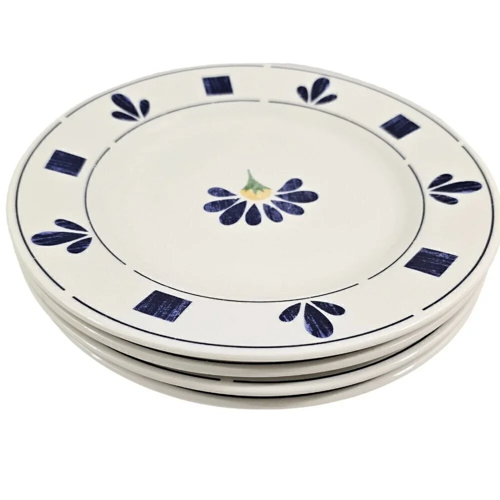 Oneida Spring Daisy Majesticware 8” Ceramic Salad Luncheon Plates – Set of 4